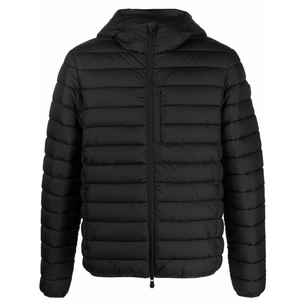 セーブザダック メンズ 上衣＆上衣 アウター Logo-patch padded hooded jacket Black