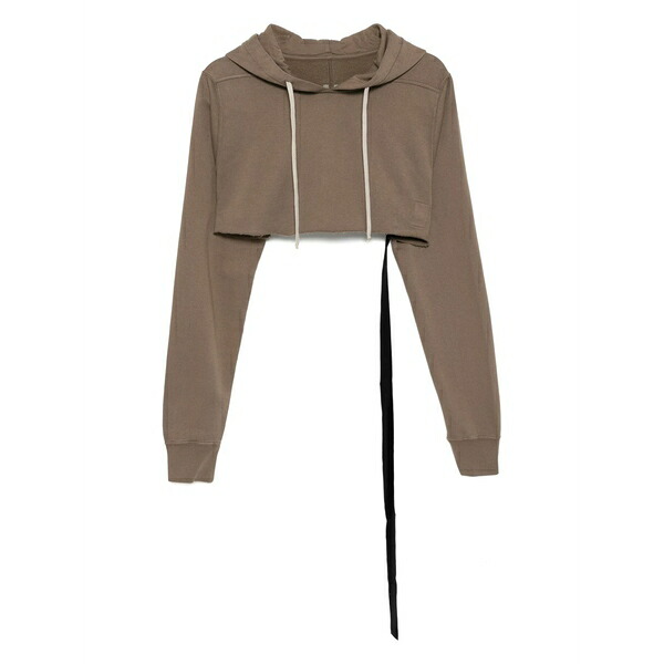 リックオウエンス メンズ パーカー・スウェットシャツ アウター Cropped hoodie Brown