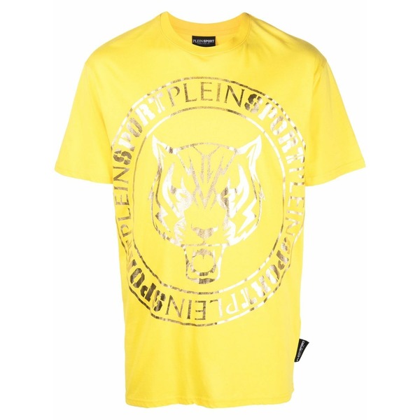 飾り気のない運動競技 メンズ ティーシャツ トップス Tiger-head logo-print t-shirt Yellow