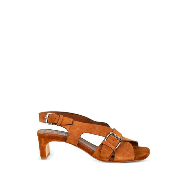 エレナイアチ レディース サンダル シューズ Croc-effect buckled sandals Brown