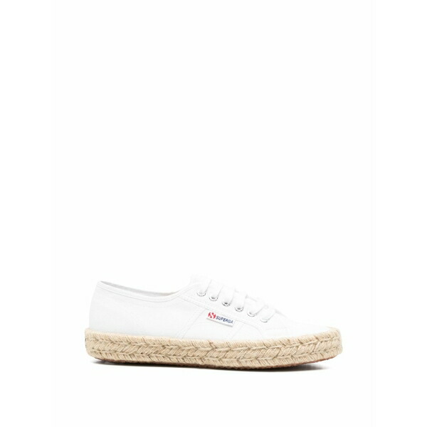 つづり方ガ メンズ スニーカー シューズ Braided-sole lace-up sneakers White