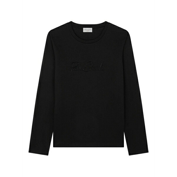 ポールアンドシャーク レディース ティーシャツ トップス Logo-embroidered cotton t-shirt Black