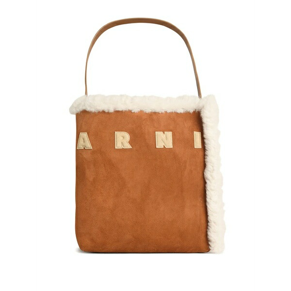 マルニ レディース ショルダーバッグ 御徒面子 Museo suede shoulder bag Brown