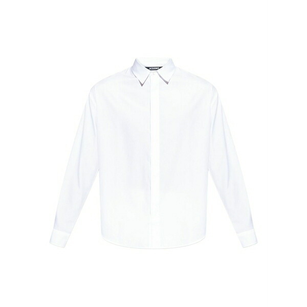ジャクエムス メンズ プルオーバー トップス Logo-embroidered long-sleeve shirt White