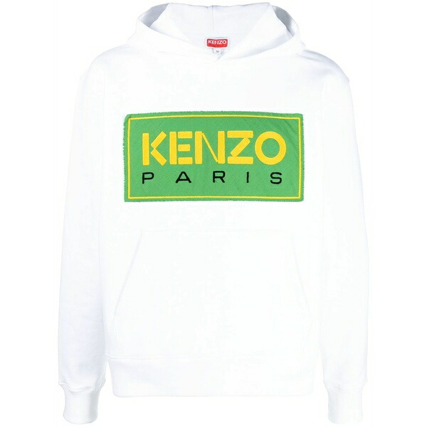 ケンゾー メンズ パーカー・スウェットシャツ アウター  logo-patch hoodie White
