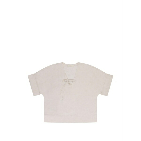 グランシャツ レディース プルオーバー トップス Tie-neck blouse Neutrals