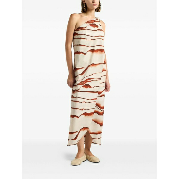 リビアナコンティ レディース 衣裳 トップス Artemide one-shoulder abstract-print dress Neutrals
