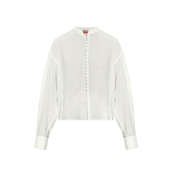 ケンゾー レディース ティーシャツ トップス Stand-up collar long-sleeve blouse White