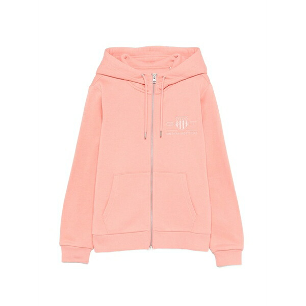 ガント レディース ジレー アウター Tonal shield hooded zip-up cardigan Pink