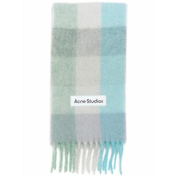アクネ ストゥディオズ メンズ 消音装置・袈裟・えり巻き 添え物 Logo-patch checked scarf Grey