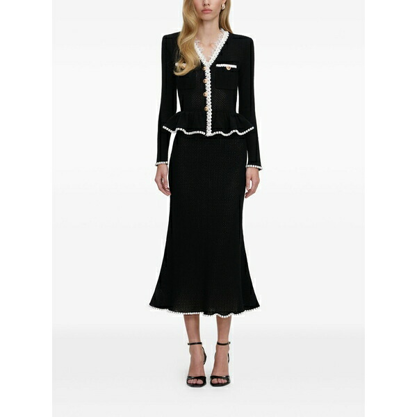 セルフ・ポートレイト レディース 衣裳 トップス Lace-trim peplum MIDI dress Black