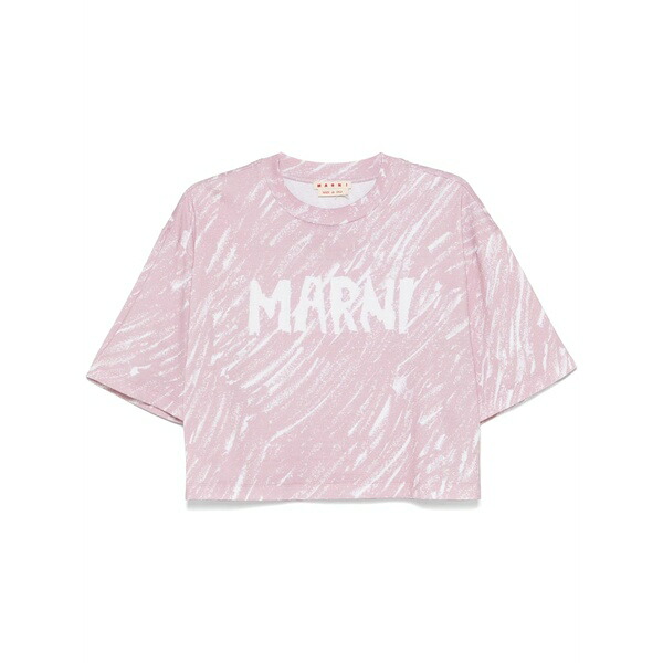 マルニ レディース Tシャツ トップス Scribble logo t-shirt Pink|asty