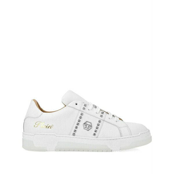 フィリップ飾り気の無い メンズ スニーカー シューズ Leather sneakers  White