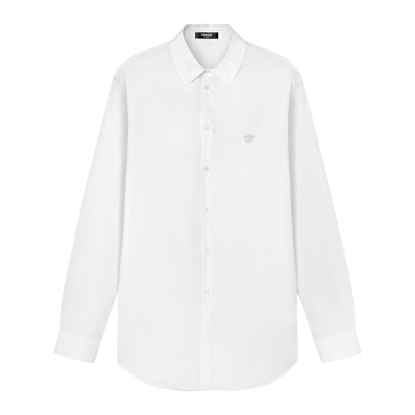 ヴェルサーチ メンズ プルオーバー トップス Medusa embroidered shirt White