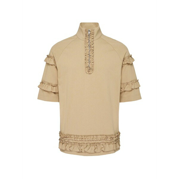 シモーネ・ロシャ メンズ プルオーバー トップス Ruffled half-zip t-shirt Neutrals