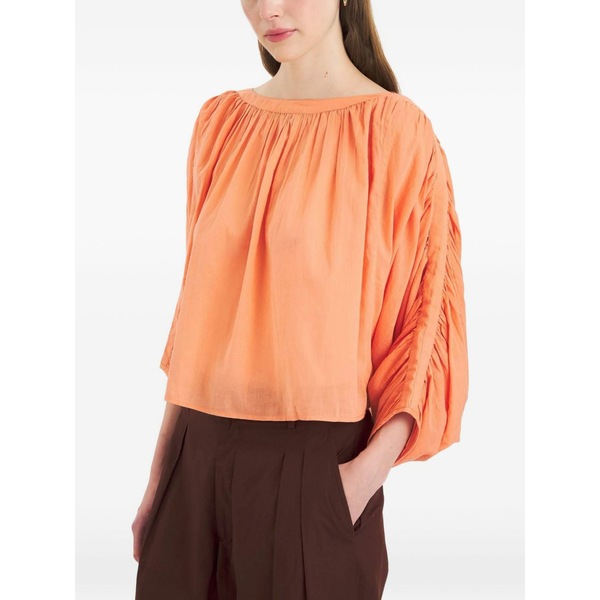 アンティックバティック レディース プルオーバー トップス Fruti ruched-sleeve boat-neck top Orange