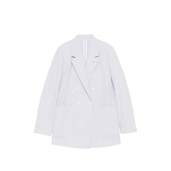 マニュエル リッツ レディース 上衣＆上衣 アウター Striped double-breasted jacket White