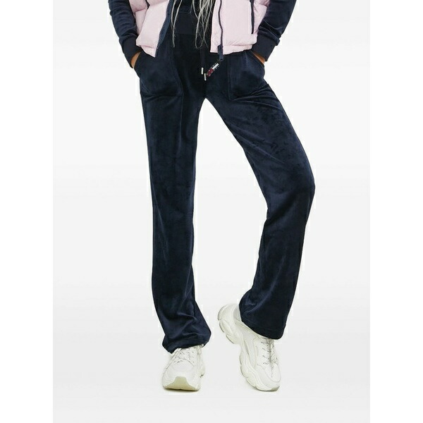 ジューシークチュール レディース 心地よいズボン下 ボトムス Velour pocketed track pants Blue