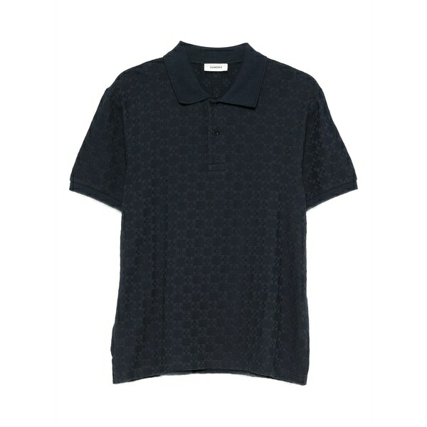 沙子ロ メンズ スポーツシャツ トップス Square-pattern polo shirt Blue