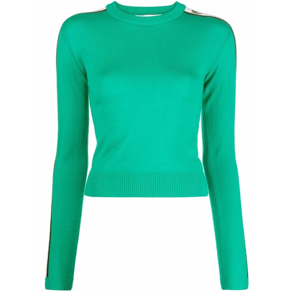シアラフェラーニ レディース 編み物\u0026ティーシャツ アウター Logo-print crew-neck jumper Green