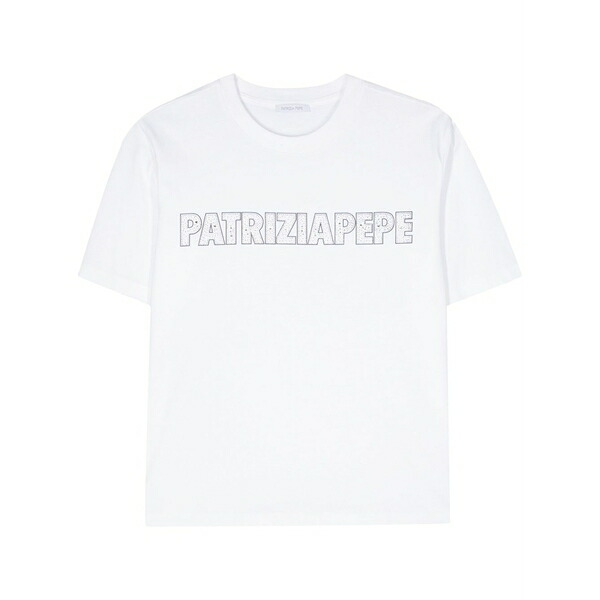 パトリツィア ペペ レディース ティーシャツ トップス Rhinestone-embellished t-shirt White