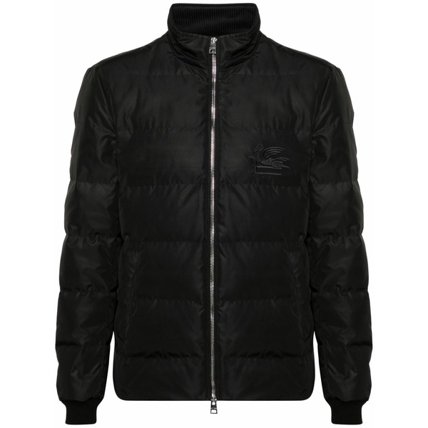エトロ メンズ 上衣＆上衣 アウター Pegaso-embroidered puffer jacket Black