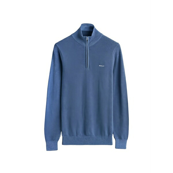 ガント メンズ スポーツシャツ トップス Zip polo shirt Blue