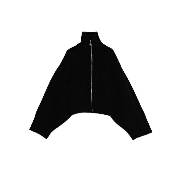 ジ アティコ レディース ジレー アウター Zip-front ribbed-knit cardigan Black