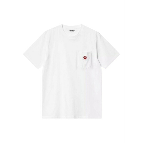 鉄道車両ハート型 メンズ ティーシャツ トップス Patch-pocket cotton t-shirt White