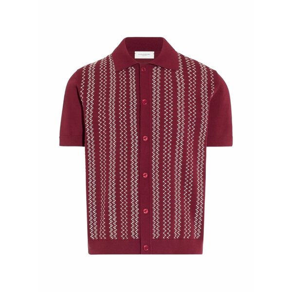 パウロペコラ メンズ プルオーバー トップス Stripe-embroidered short-sleeve shirt Red