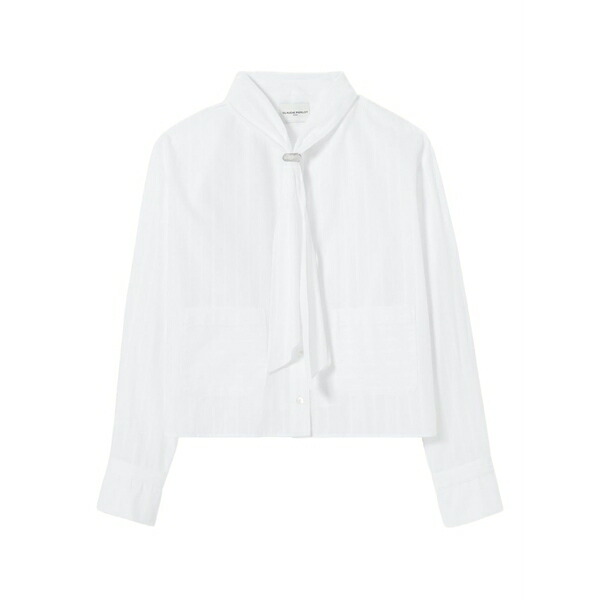 クローディピエルロ レディース プルオーバー トップス Neck-tie pocket shirt White