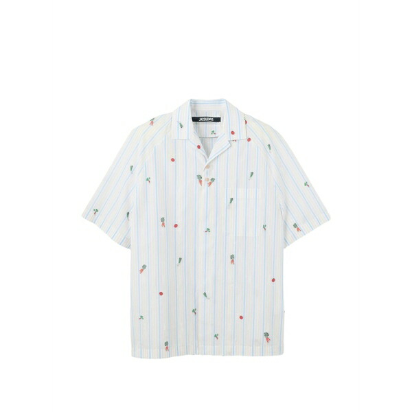 ジャクエムス メンズ プルオーバー トップス Striped vegetable-print shirt White