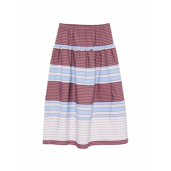 砂子ロ レディース スコート ボトムス Striped tiered a-line long skirt Red