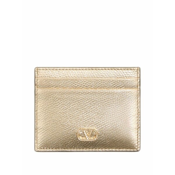 ヴァレンティノ ガラヴァーニ レディース 銭入れ 添え物 Vlogo signature card holder インチ laminated grainy calfskin with jewel logo Gold
