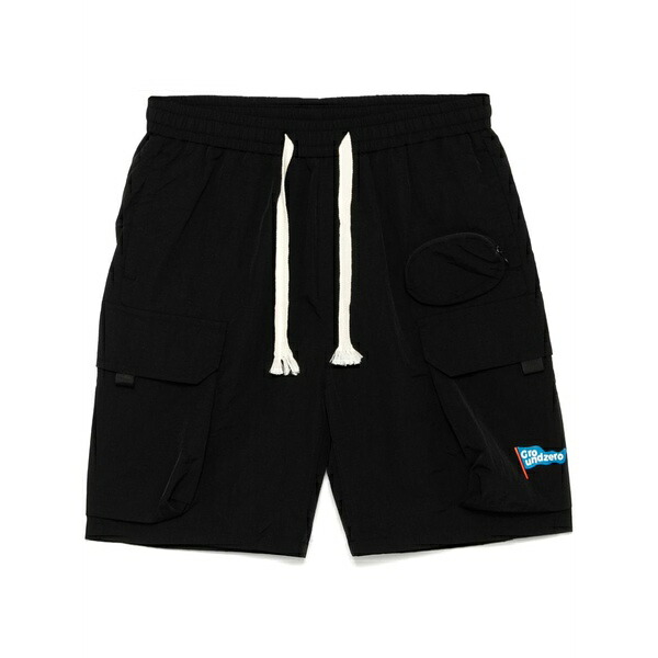 地びた 無し メンズ 心地よいズボン下 ボトムス Logo-print cargo shorts Black