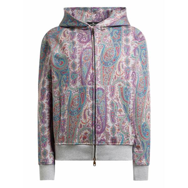 エトロ レディース パーカー・スウェットシャツ アウター Paisley-pattern foliage hooded sweater Grey