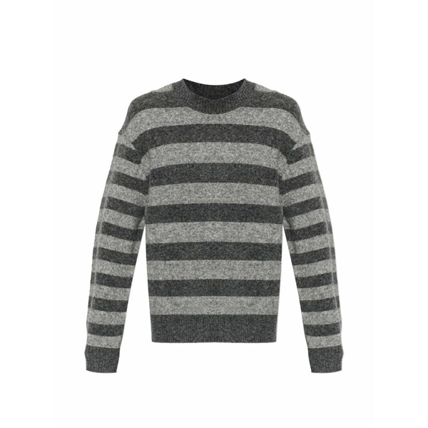 オフィシンジェネレール メンズ 編み物\u0026プルオーバー アウター Striped crew neck sweater Grey