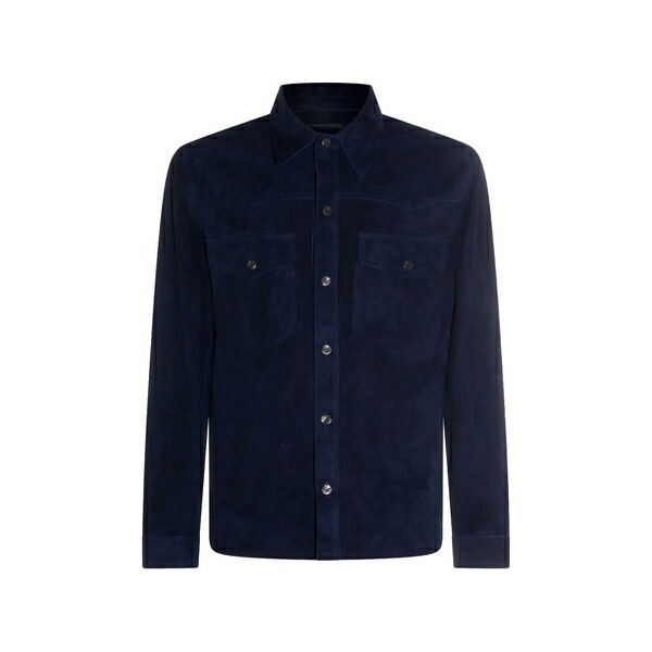 サルバトーレ サントロ メンズ 上衣＆上衣 アウター Buttoned suede jacket Blue