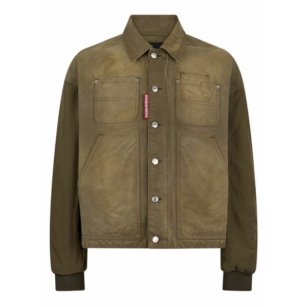ディースクエアード メンズ 上衣＆上衣 アウター Polo-collar long-sleeve jacket Green