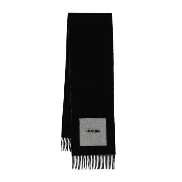 ジャクエムス メンズ マフラー・ストール・スカーフ アクセサリー L'echarpe rond carre scarf Black｜asty
