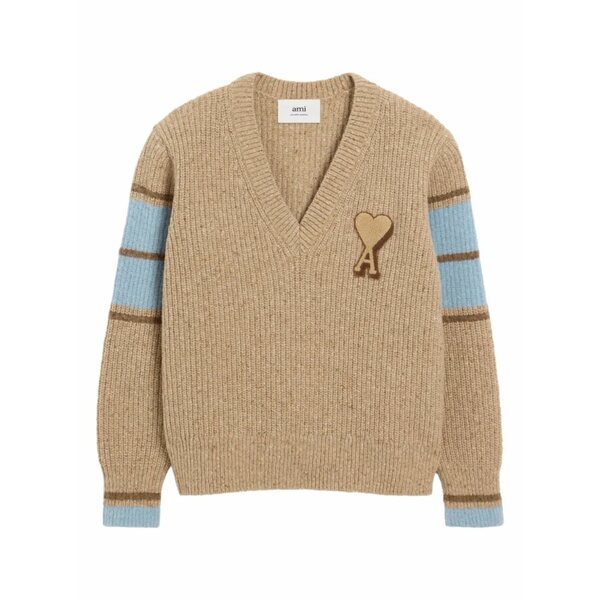 意中の女 メンズ 編み物\u0026プルオーバー アウター College wool sweater Neutrals