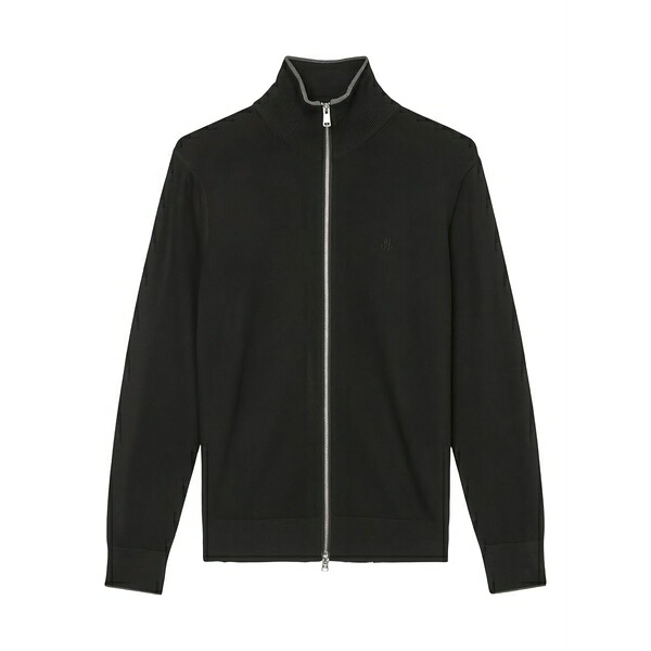 マルコポーロ メンズ ジレー アウター Zip-front high-collar cardigan Black