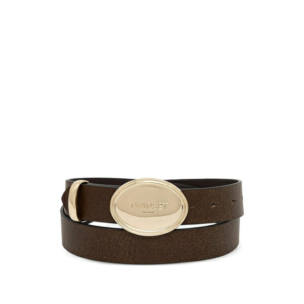 ツイン書き割り レディース 三尺帯 添え物 Oval-buckle belt Brown
