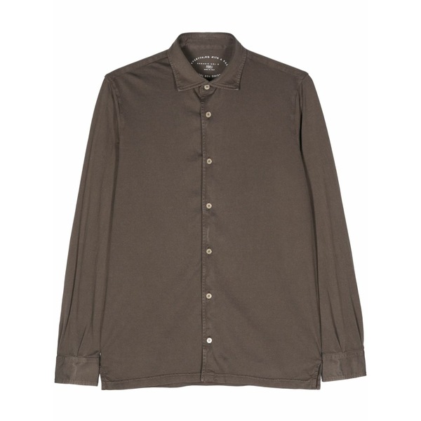 フェデーリ メンズ ティーシャツ トップス Long-sleeve cotton shirt Brown