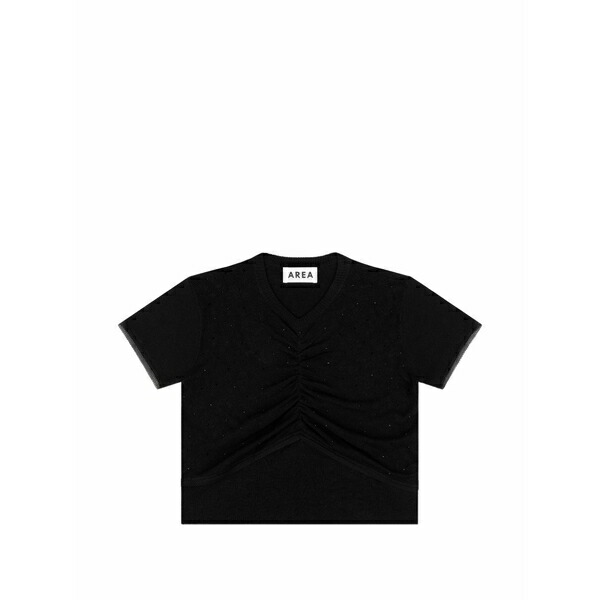 領域 レディース ティーシャツ トップス Crystal-embellished ruched top Black