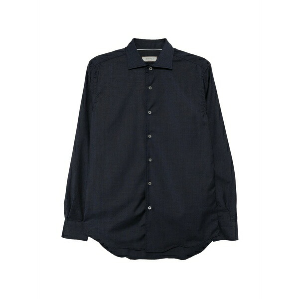 カナーリ メンズ ティーシャツ トップス Button-down wool shirt Blue