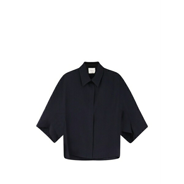 アリジ レディース プルオーバー トップス Pointed-collar short-sleeves shirt Black