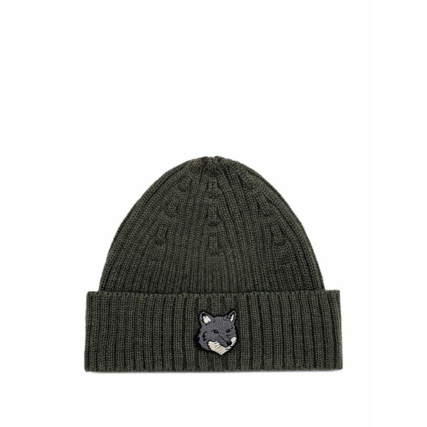 住み家 稲荷 メンズ 鳥打ち帽 付属物 Fox-head ribbed beanie Green