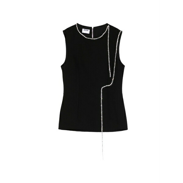モスキーノ レディース シャツ トップス Rhinestone embellished blouse Black｜asty