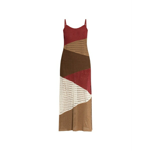 エーケプ レディース 衣装 トップス Colour-block open-knit maxi dress Red